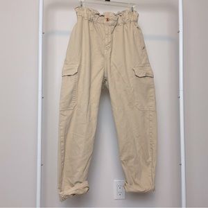 NWOT, Zara Cargo Pants, High Waisted, Canvas, Beige, Size 8